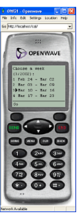 Figure 2: The Mobile Forms calendar control renders differently depending on the type of mobile device. In IE it displays an entire month at once, while on a WAP phone you need to drill down to get the date.