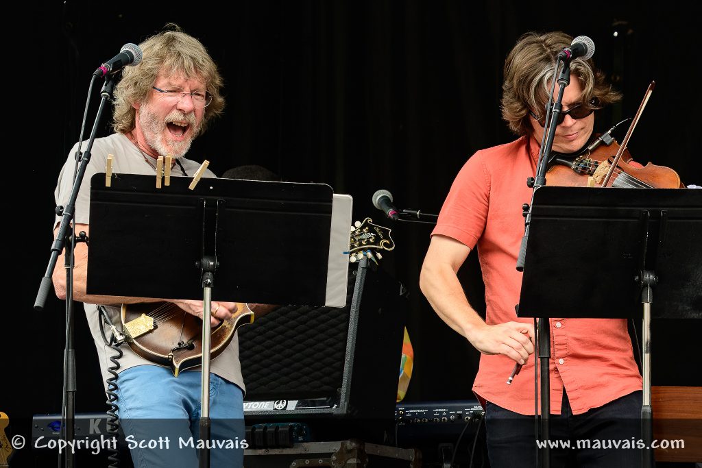 Sam Bush and Warren Hood at The Waybacks Hillside Album Hour 2023 performance of Who's Next on 2023-04-29 at MerleFest
