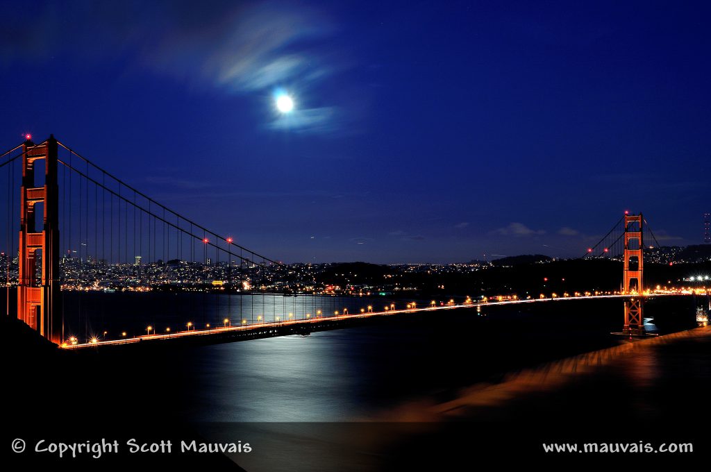 I took this long exposure of the Golden Gate Bridge nearly two hours after sunset to capture the prominent San Francisco City lights and the lights on the Bridge itself.